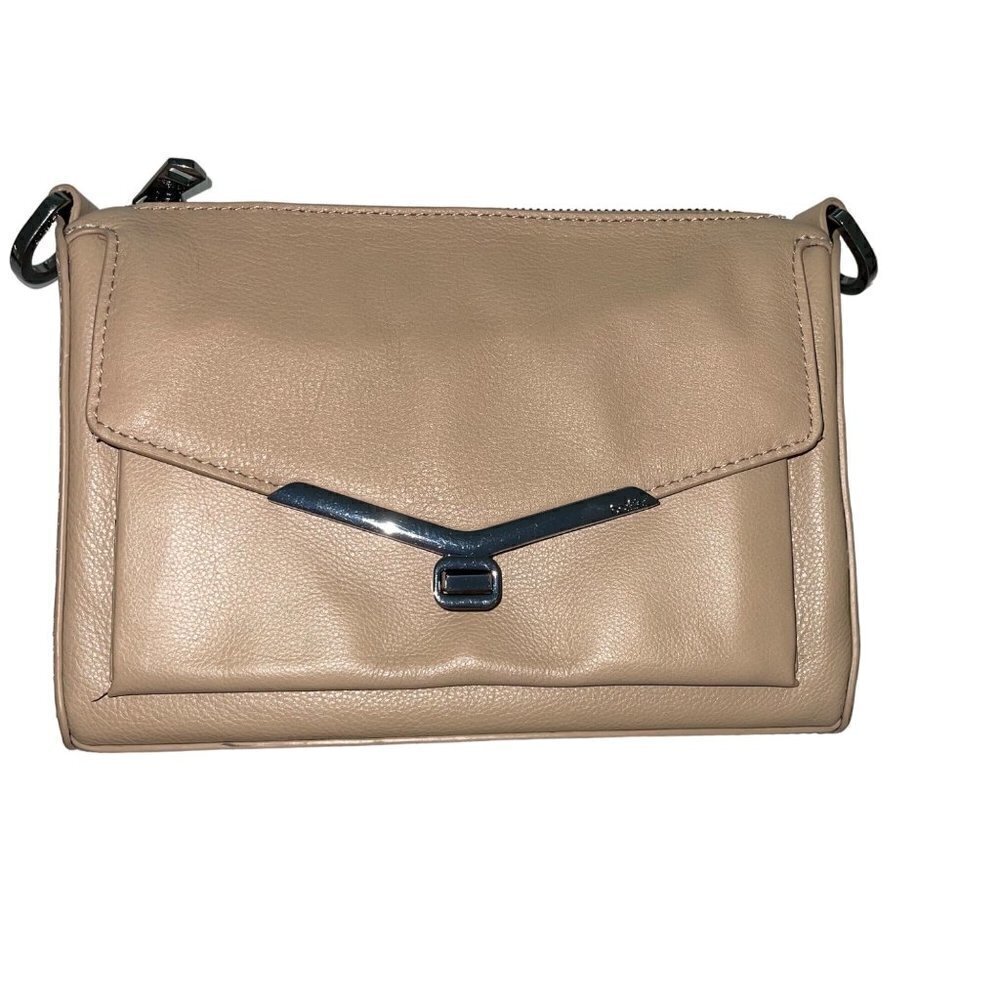 Botkier Womens Valentina Crossbody Shoulder Bag Beige Leather Adjustable Straps